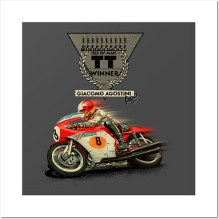 The Legendary Giacomo Agostini Ago Motorcycle Champion TT winner MotorManiac Posters and Art